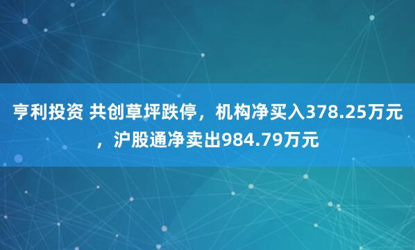亨利投资 共创草坪跌停，机构净买入378.25万元，沪股通净卖出984.79万元
