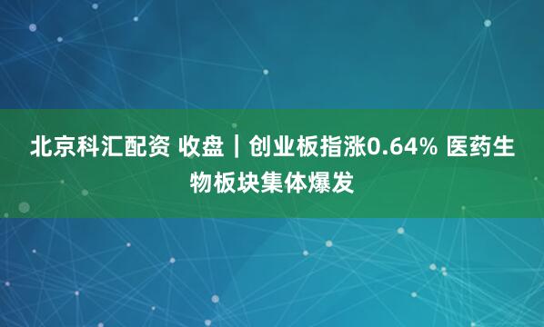 北京科汇配资 收盘｜创业板指涨0.64% 医药生物板块集体爆发